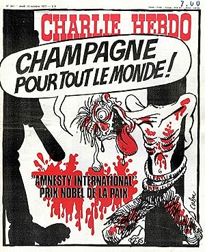 "CHARLIE HEBDO N°361 du 13/10/1977" CABU : AMNESTY INTERNATIONAL PRIX NOBEL DE LA PAIX (Champagne...