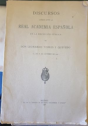 Seller image for DISCURSOS LEIDOS ANTE LA REAL ACADEMIA ESPAOLA EN LA RECEPCION PUBLICA. for sale by Libreria Lopez de Araujo