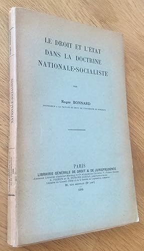 Le droit et l État dans la doctrine nationale-socialiste