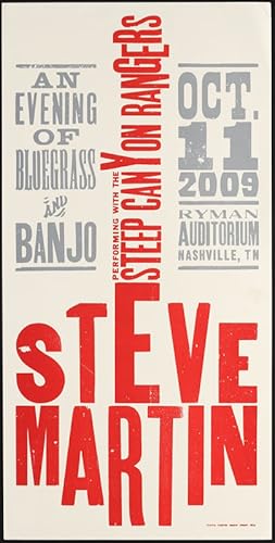 Image du vendeur pour 2009 American Concert Poster, Steve Martin (Bluegrass + Banjo) mis en vente par L'Affichiste Vintage Posters