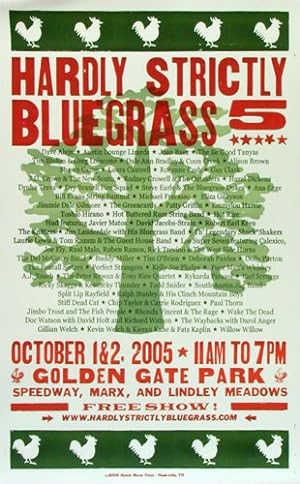 Image du vendeur pour 2005 Hatch Show Print Hardly Strictly Bluegrass 5, Joan Baez, Dolly Parton + Others mis en vente par L'Affichiste Vintage Posters