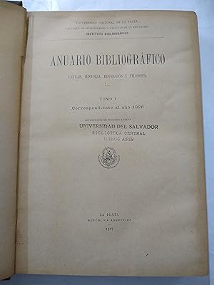 Imagen del vendedor de anuario bibliografico. Letras, historia, educacion y filosofia. Tomo I a la venta por Libros nicos