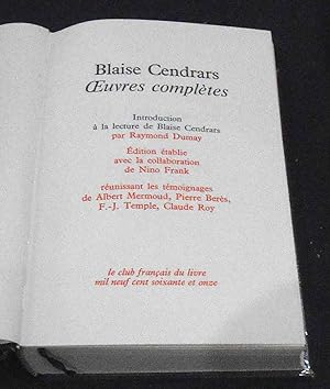 Blaises Cendrars – Œuvres Complètes – tome 12
