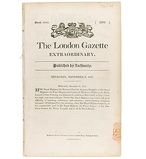 Bild des Verkufers fr The London Gazette Extraordinary. Numb. 17302. Published by authority. Thursday, November 6, 1817. zum Verkauf von Jarndyce, The 19th Century Booksellers