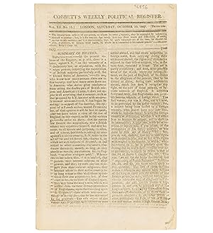 Bild des Verkufers fr Cobbett's Weekly Political Register. Vol. XII. No. 15. Oct. 10, 1807. zum Verkauf von Jarndyce, The 19th Century Booksellers