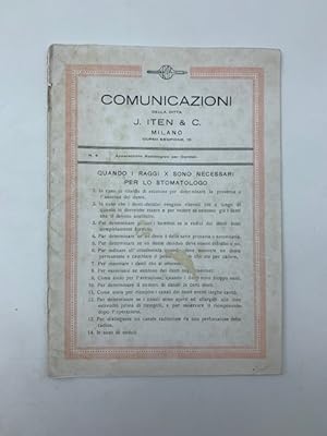 Comunicazioni della Ditta J. Iten, Milano. Quando i raggi X sono necessari per lo stomatologo