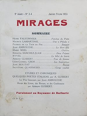 Image du vendeur pour MIRAGES Deuxime Anne N 3-4 Janvier-Fvrier 1933 mis en vente par Bouquinerie L'Ivre Livre