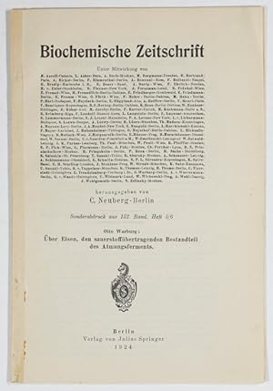 Image du vendeur pour ber Eisen, den sauerstoffbertragenden Bestandteil des Atmungsferments. mis en vente par Antiq. F.-D. Shn - Medicusbooks.Com