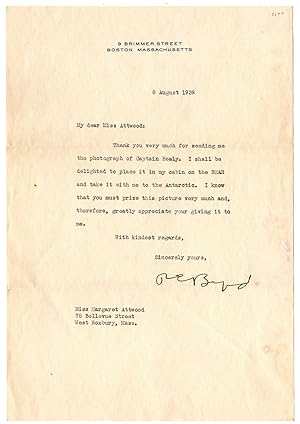 [Typed letter, signed, from Richard Byrd to Ms. Margaret Attwood.]