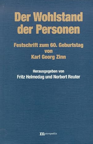 Seller image for Der Wohlstand der Personen Festschrift zum 60. Geburtstag von Karl Georg Zinn for sale by Berliner Bchertisch eG