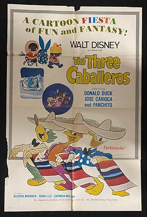 Three Caballeros Original One Sheet Movie Poster 1977 DISNEY