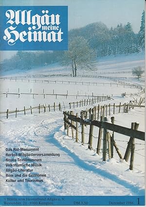 Allgäu meine Heimat. Nr. 1 Dezember, 1986 'S Blättle vom Heimatbund Allgäu.