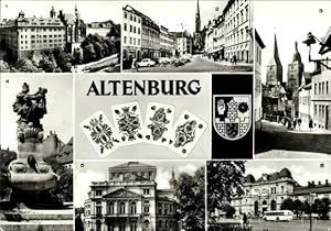 Ansichtskarte / Postkarte Altenburg in Thüringen, Schloss, Markt, Rote Spitzen, Skatbrunnen, Land...