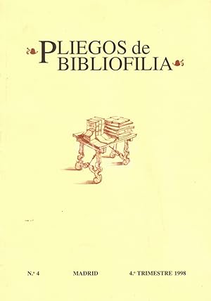 Imagen del vendedor de Pliegos de Bibliofilia n 4. 4 Trimestre 1998 a la venta por Boxoyo Libros S.L.