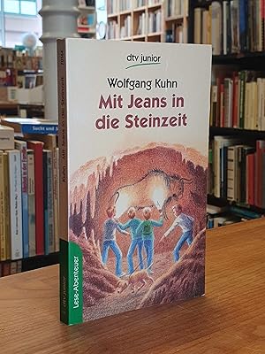 Bild des Verkufers fr Mit Jeans in die Steinzeit - Ein Ferienabenteuer in Sdfrankreich, [signiert], illustriert von Michael Olschowy, zum Verkauf von Antiquariat Orban & Streu GbR