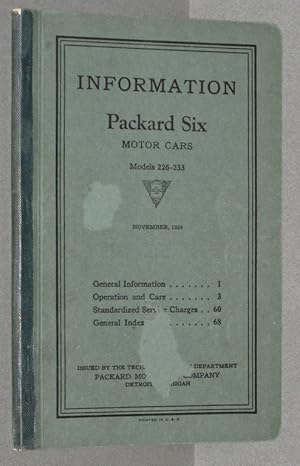 Information Manual Packard Motor Cars single-Six Models 226-233, December, 1923