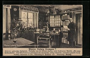 Bild des Verkufers fr Ansichtskarte Homopathie, Pfarrer Ludwig Heumann, im Studierzimmer angetroffen zum Verkauf von Bartko-Reher