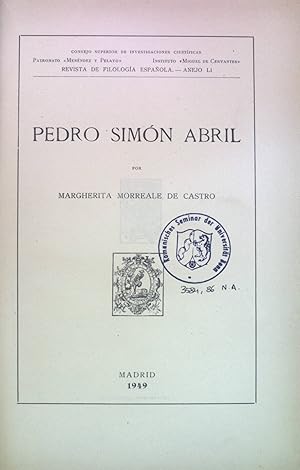 Imagen del vendedor de Pedro Simn Abril. Revista de Filologia Espanola, anejo 51. a la venta por books4less (Versandantiquariat Petra Gros GmbH & Co. KG)