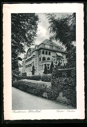 Bild des Verkufers fr Ansichtskarte Baden-Baden, Sanatorium Hhenblick, Herbert-Norkus-Str. 23 zum Verkauf von Bartko-Reher
