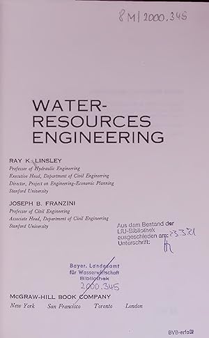 Seller image for WATER-RESOURCES ENGINEERING. for sale by Antiquariat Bookfarm