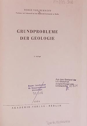Bild des Verkufers fr GRUNDPROBLEME DER GEOLOGIE. 3. Auflage zum Verkauf von Antiquariat Bookfarm