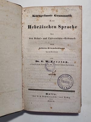 Seller image for Kurzgefasste Grammatik der Hebrischen Sprache. for sale by Antiquariat Bookfarm
