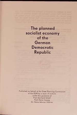 Bild des Verkufers fr The planned socialist economy of the German Democratic Republic. zum Verkauf von Antiquariat Bookfarm