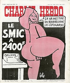 "CHARLIE HEBDO N°381 du 2/3/1978" Gébé : LE SMIC A 2400F / WOLINSKI : 100 PETITS VIEUX BRANLÉS A ...