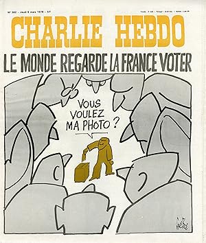 "CHARLIE HEBDO N°382 du 9/3/1978" LE MONDE REGARDE LA FRANCE VOTER / SAUVE QUI PEUT ! STOCKEZ DU ...