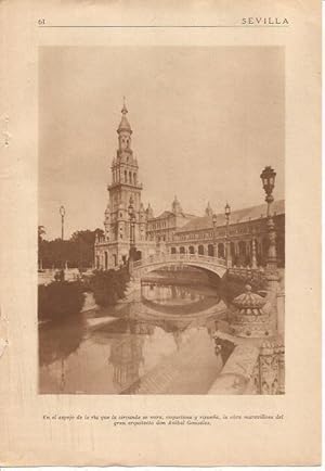 Seller image for LAMINA 25088: Ria en la Plaza de Espaa de Sevilla for sale by EL BOLETIN