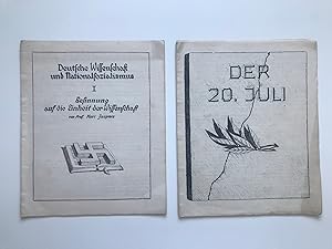 Bild des Verkufers fr Konvolut von 2 Schriften der Reihe "P/W Publications": "Der 20. Juli" von Emil Dovifat und "Deutsche Wissenschaft und Nationalsozialismus I - Besinnung auf die Einheit der Wissenschaft" von Prof. Karl Jaspers. Herausgegeben von deutschen Kriegsgefangenen in Canada. P/W Publications / Ottawa / No. 3 und No. 5, zum Verkauf von Antiquariat Im Baldreit