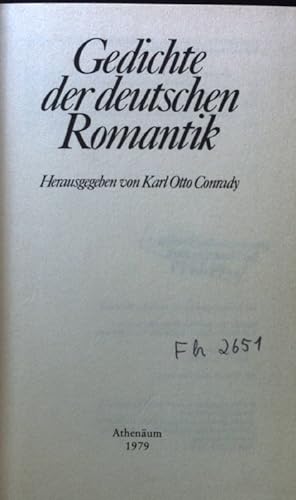 Bild des Verkufers fr Gedichte der deutschen Romantik. Das Gedicht ; 4 zum Verkauf von books4less (Versandantiquariat Petra Gros GmbH & Co. KG)