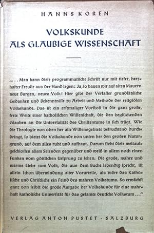 Bild des Verkufers fr Volkskunde als glubige Wissenschaft. Texte und Arbeiten zur religisen Volkskunde ; Bd. 1 zum Verkauf von books4less (Versandantiquariat Petra Gros GmbH & Co. KG)