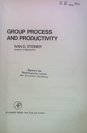 Seller image for Group Process and Productivity. Social Psychology: A Series of Monographs, Treatises, and Texts. for sale by books4less (Versandantiquariat Petra Gros GmbH & Co. KG)