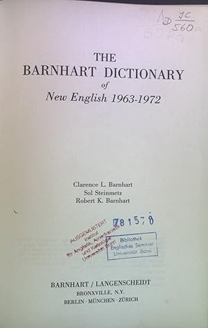 Bild des Verkufers fr The Barnhart Dictionary of New English 1963-1972. zum Verkauf von books4less (Versandantiquariat Petra Gros GmbH & Co. KG)