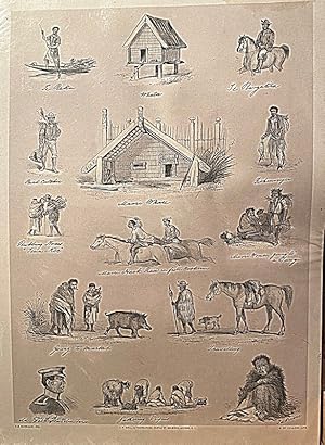 Imagen del vendedor de Lithograph Showing scenes of Maori Life a la venta por Anah Dunsheath RareBooks ABA ANZAAB ILAB