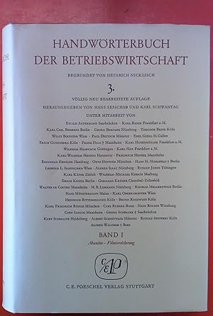 Image du vendeur pour Handwrterbuch der Betriebswirtschaft - Band I: Abandon - Filmversicherung (3. Auflage) mis en vente par biblion2