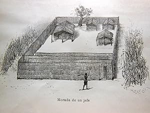 Antiguo Grabado - Old Engraving : MORADA DE UN JEFE. EL CONGO.