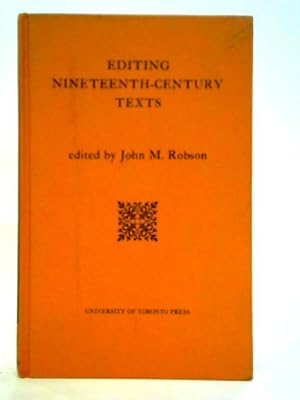 Bild des Verkufers fr Editing Nineteenth Century Texts zum Verkauf von World of Rare Books