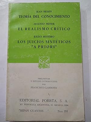 Imagen del vendedor de Teoria del conocimiento . El realismo critico. Los juicios sinteticos a priori a la venta por Libros nicos