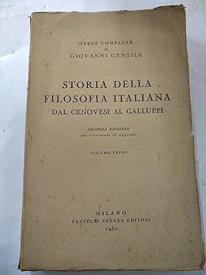 Immagine del venditore per Storia della filosofia italiana dal genoesi al galluppi venduto da Libros nicos