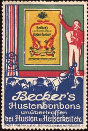 Seller image for Reklamemarke Beckers Hustenbonbons unübertroffen bei Husten und Heiserkeit for sale by Veikkos