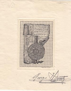 Seller image for Ex=Libris Georges Hantz Geneve. Urkunde mit mchtigem Siegel. for sale by Antiquariat  Braun