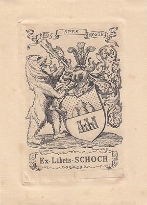 Seller image for Ex Libris Schoch. Eignerwappen. "Deus Spes Nostra". for sale by Antiquariat  Braun