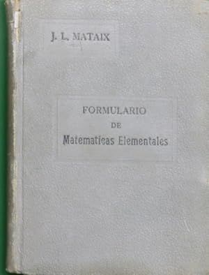 Seller image for Formulario de Matemticas elementales for sale by Librera Alonso Quijano