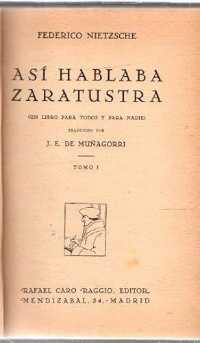 Image du vendeur pour As hablaba Zaratustra (un libro para todos y para nadie) . mis en vente par Librera Astarloa