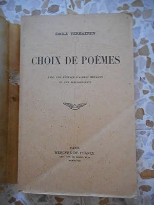 Immagine del venditore per Choix de poemes - Avec une preface d'Albert Heumann et une bibliographie venduto da Frederic Delbos