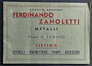 S.A. F. Zanoletti Metalli - Listino - Utensili-Robinetterie-Pompe-Accessori