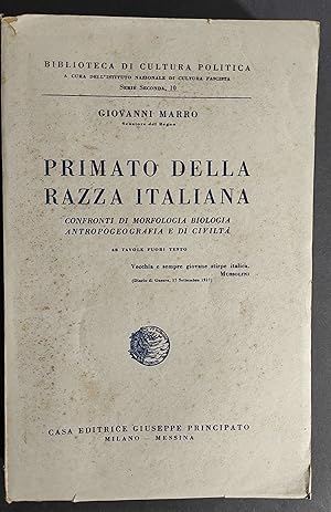 Primato della Razza Italiana - G. Marro - Ed. Principato - 1940