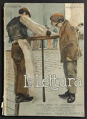 Rivista La Lettura n. 10 - 1911 - Copertina Illustrata - Corriere della Sera